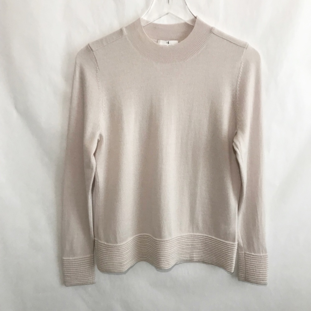 Peter Hahn 100% Virgin Wool Mockneck Long Sleeve Sweater M/EU42 Lt Grey Lavender